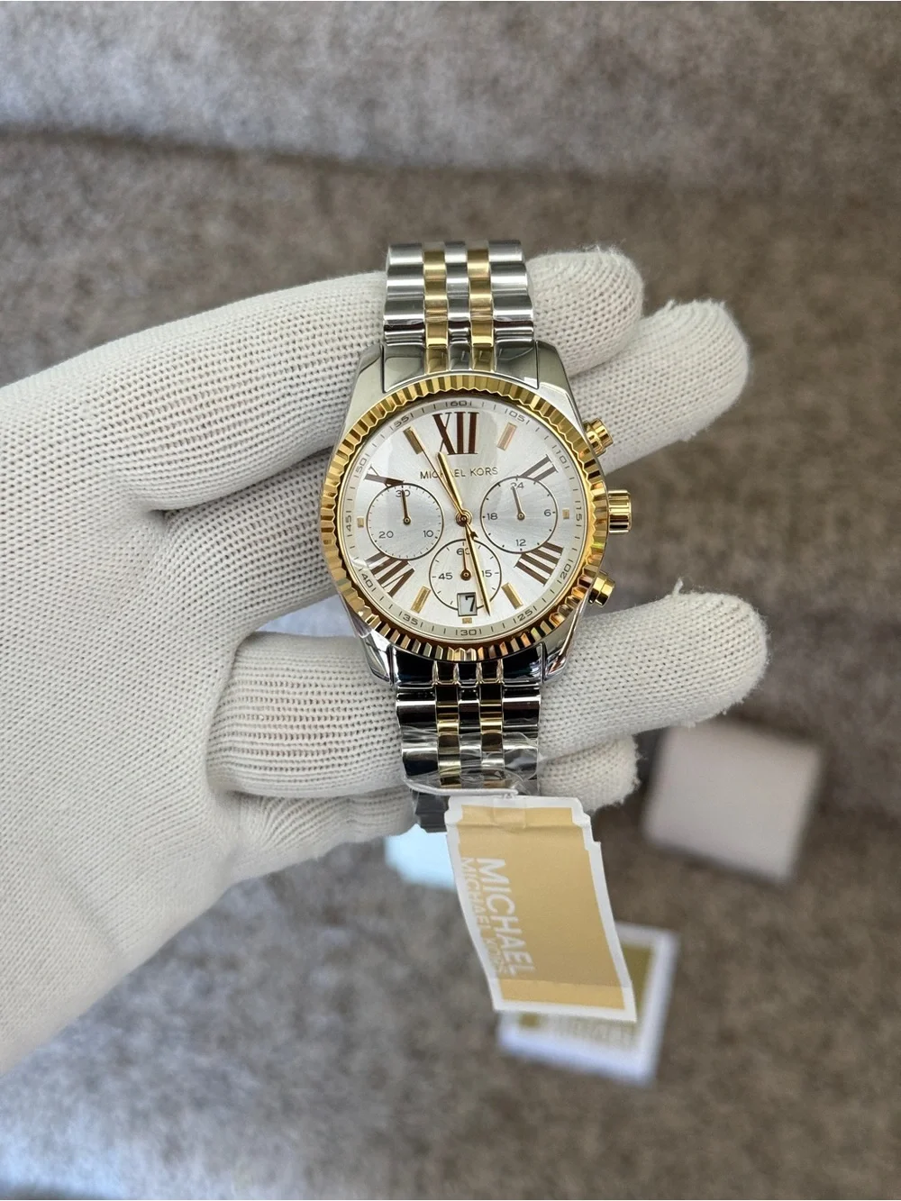 Michael Kors women’s  Two-Tone Gold and Silver Stainless Steel Chronograph